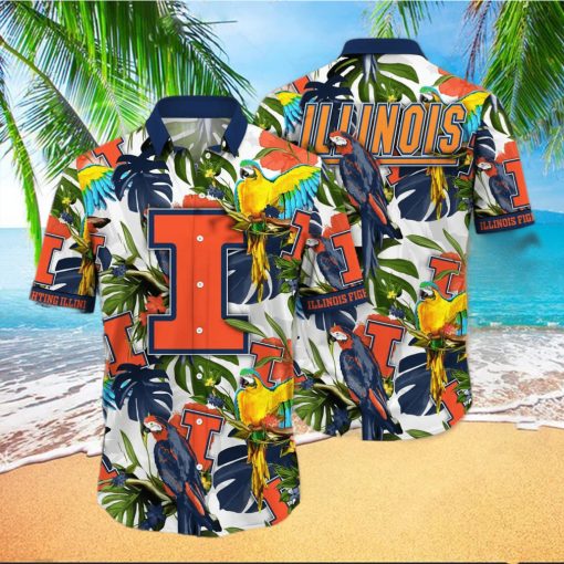 NCAA Illinois Fighting Illini Hawaiian Shirt Aloha Flora And Fauna Gift For Mom