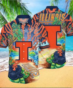 NCAA Illinois Fighting Illini Hawaiian Shirt Colorful Nature Gift For Dad