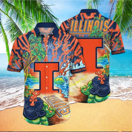 NCAA Illinois Fighting Illini Hawaiian Shirt Colorful Nature Gift For Dad