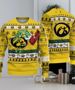 NCAA Iowa Hawkeyes Grinch Hand Logo Christmas Ugly Sweater