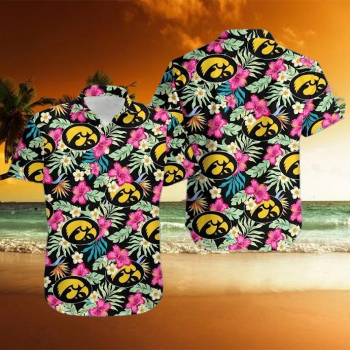 NCAA Iowa Hawkeyes Hawaiian Shirt Hibiscus Flowers Pattern Summer Aloha