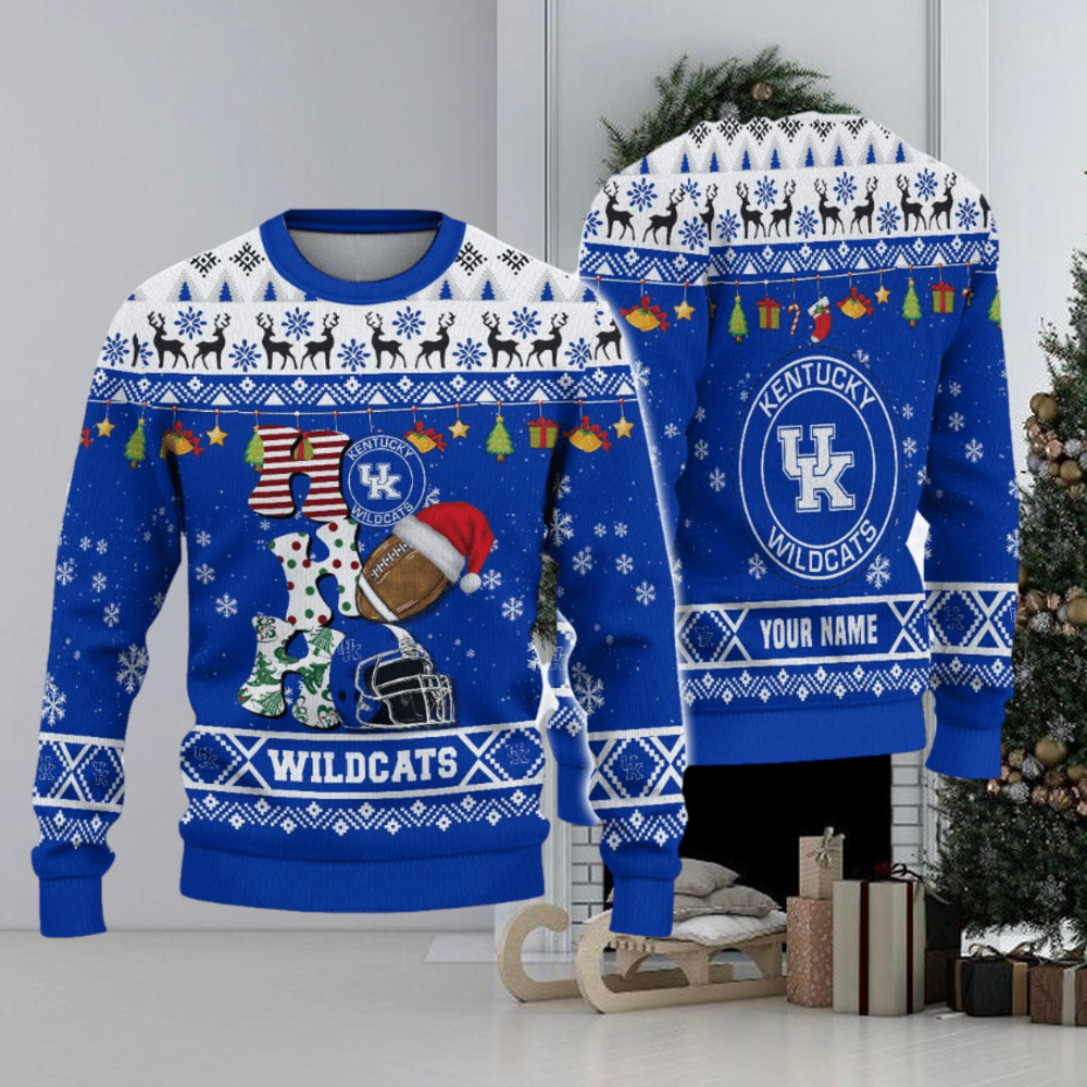 NCAA Kentucky Wildcats HO HO HO Custom Ugly Christmas Sweater NCAA Kentucky Wildcats HO HO HO Custom Ugly Christmas Sweater