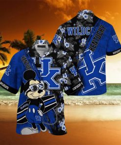 NCAA Kentucky Wildcats Hawaiian Shirt Mickey And Floral Pattern