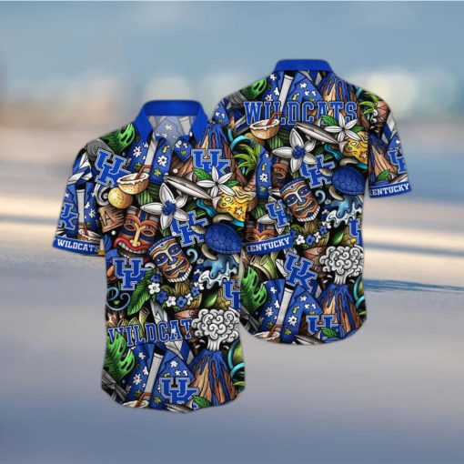 NCAA Kentucky Wildcats Tiki Hippie Hawaiian Shirt The Perfect Summer Vibe For FootBall Fans