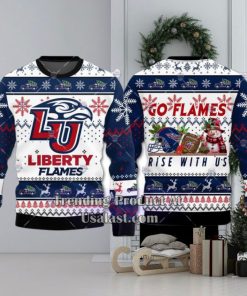 NCAA Liberty Flames Go Flames Rise With Us Ugly Christmas Sweater