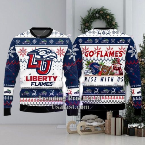 NCAA Liberty Flames Go Flames Rise With Us Ugly Christmas Sweater