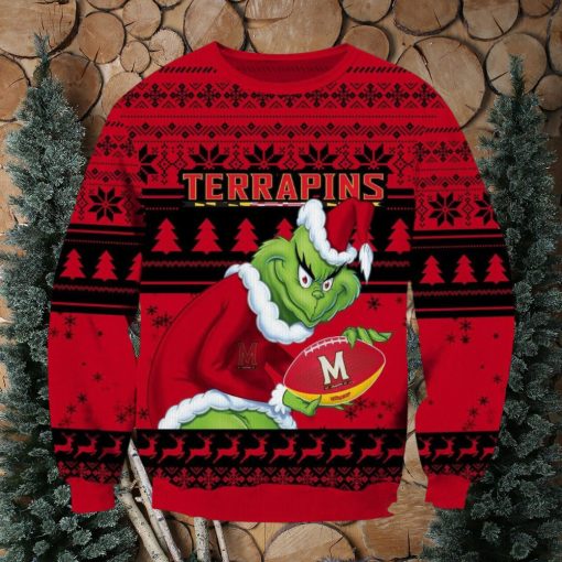 NCAA Maryland Terrapins Grinch AOP Ugly Christmas Sweater Christmas Gift For Men And Women