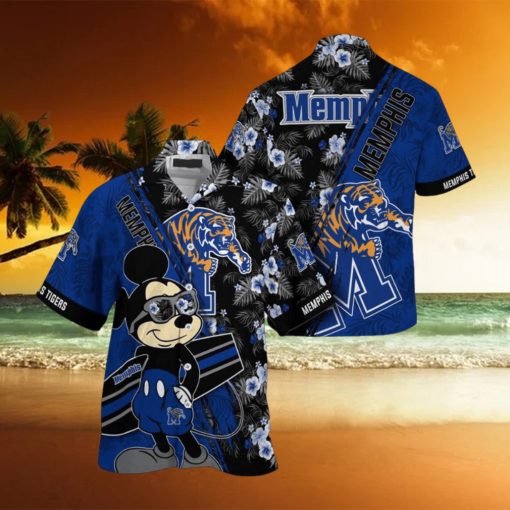 NCAA Memphis Tigers Hawaiian Shirt Mickey And Floral Pattern
