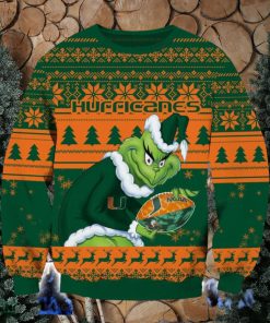 NCAA Miami Hurricanes Grinch Ugly Christmas Sweater Trending Sweater For 2023 Christmas Holidays