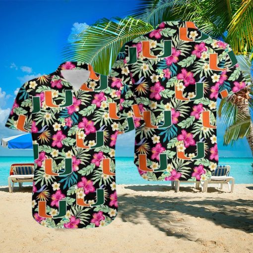 NCAA Miami Hurricanes Hawaiian Shirt hibisucus pattern