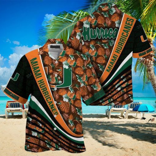 NCAA Miami Hurricanes Hawaiian Shirt palm leaves