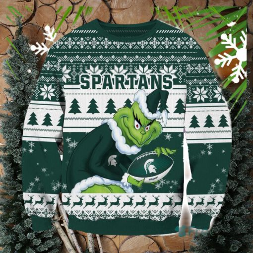 NCAA Michigan State Spartans Grinch AOP Ugly Christmas Sweater Christmas Gift For Men And Women