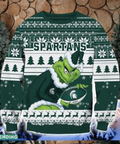 NCAA Michigan State Spartans Grinch Ugly Christmas Sweater Trending Sweater For 2023 Christmas Holidays