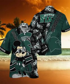 NCAA Michigan State Spartans Hawaiian Shirt Mickey And Floral Pattern