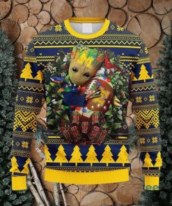 NCAA Michigan Wolverines Groot Hug Christmas Ugly 3D Knitted Sweater For Men And Women Gift Ugly Christmas