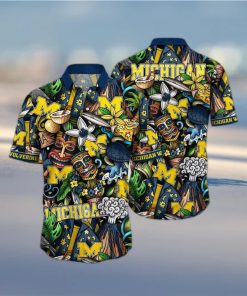 NCAA Michigan Wolverines Tiki Hippie Hawaiian Shirt The Perfect Summer Vibe For FootBall Fans