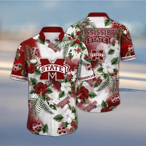 NCAA Mississippi State Bulldogs Hawaiian Shirt Hibiscus Flowers Gift For Dad