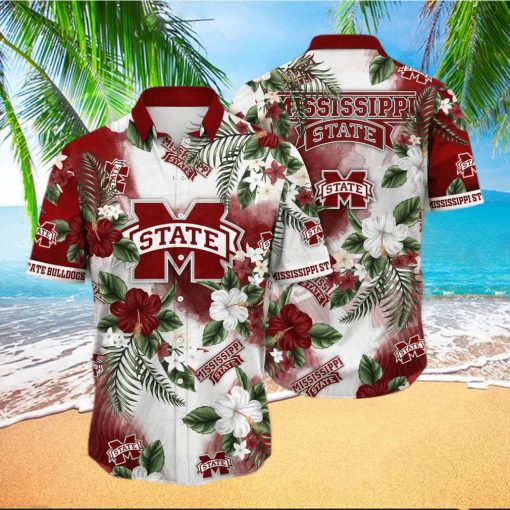 NCAA Mississippi State Bulldogs Hawaiian Shirt Hibiscus Flowers Pattern Summer Gift For Friends