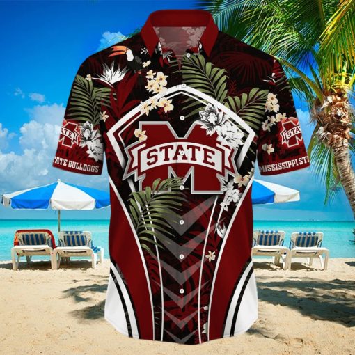 NCAA Mississippi State Bulldogs Hawaiian Shirt Tropical Palm Leaves Beach Lovers Gift