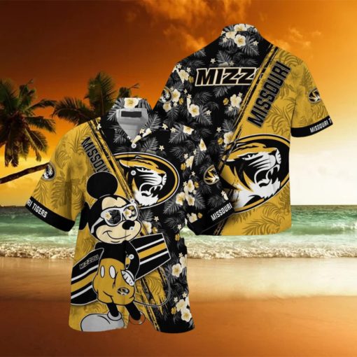 NCAA Missouri Tigers Hawaiian Shirt Mickey And Floral Pattern