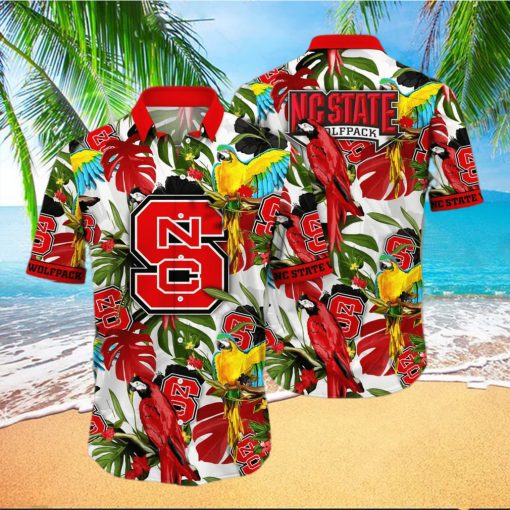 NCAA NC State Wolfpack Hawaiian Shirt Birds And Palm Leaves Gift For Beach Holiday