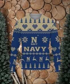 NCAA Navy Midshipmen Snowflake Knitting Pattern Ugly Christmas Sweater