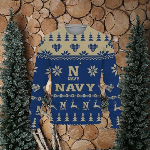 NCAA Navy Midshipmen Snowflake Knitting Pattern Ugly Christmas Sweater