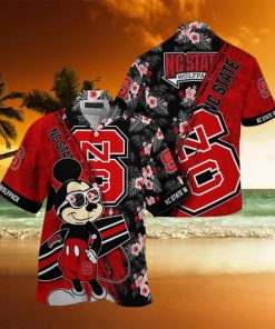 NCAA Nc State Wolfpack Hawaiian Shirt Mickey And Floral Pattern