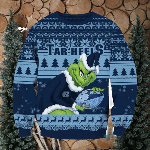 NCAA North Carolina Tar Heels Grinch AOP Ugly Christmas Sweater Christmas Gift For Men And Women