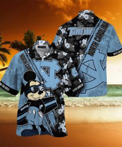 NCAA North Carolina Tar Heels Hawaiian Shirt Mickey And Floral Pattern