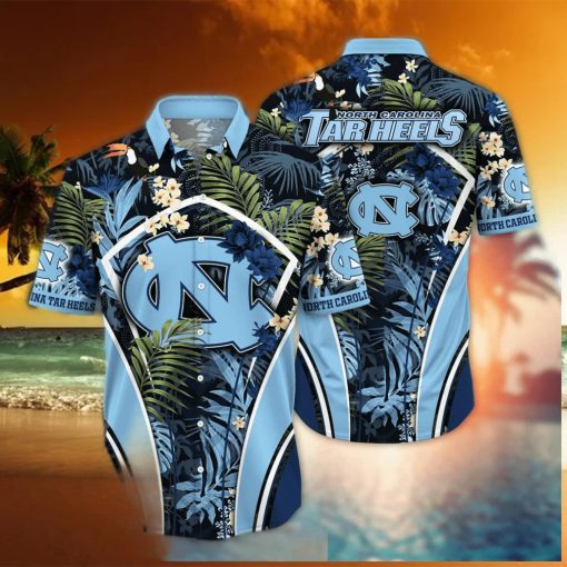 NCAA North Carolina Tar Heels Hawaiian Shirt Palm Leaves Pattern Practical Beach Gift