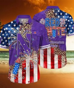 NCAA Northwestern Wildcats Hawaiian Shirt Fireworks Independence Day