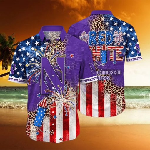 NCAA Northwestern Wildcats Hawaiian Shirt Fireworks Independence Day