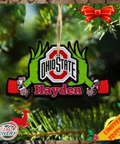 NCAA Ohio State Buckeyes Grinch Christmas Ornament Personalized Your Name 2023 Christmas Tree Decorations