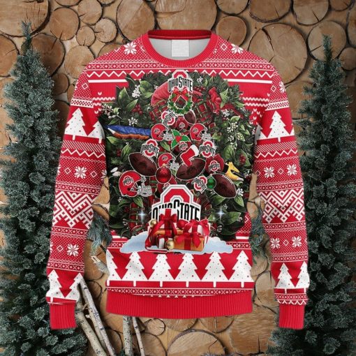 NCAA Ohio State Buckeyes Tree Ball Christmas Ugly 3D Sweater For Men And Women Gift Ugly Christmas