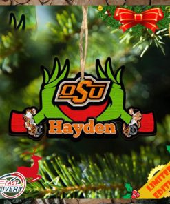 NCAA Oklahoma State Cowboys Grinch Christmas Ornament Personalized Your Name 2023 Christmas Tree Decorations