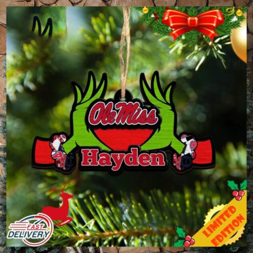 NCAA Ole Miss Rebels Grinch Christmas Ornament Personalized Your Name 2023 Christmas Tree Decorations