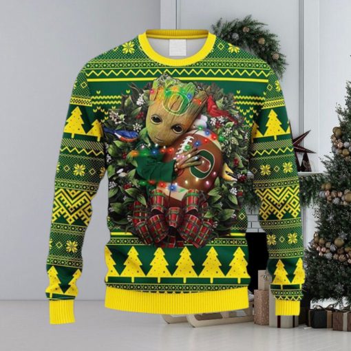 NCAA Oregon Ducks Groot Hug Christmas Ugly 3D Sweater For Men And Women Gift Ugly Christmas