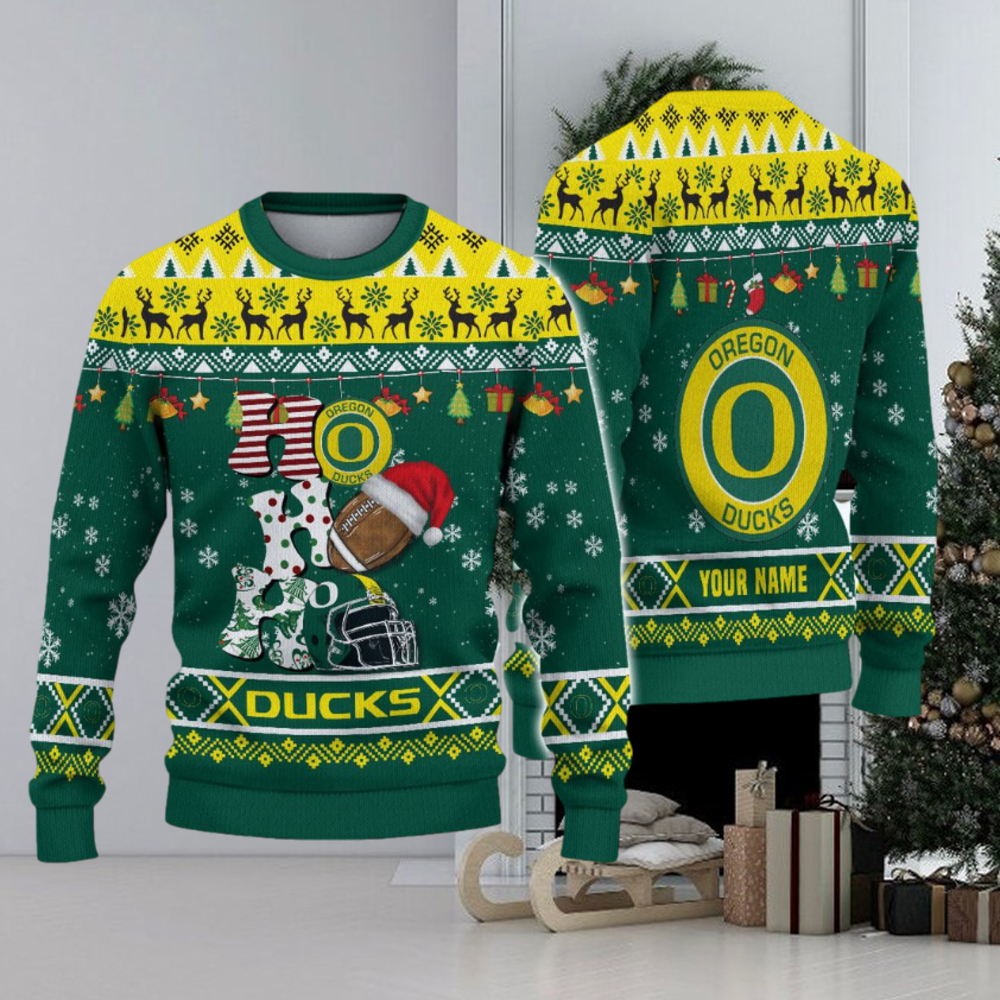 NCAA Oregon Ducks HO HO HO Custom Ugly Christmas Sweater NCAA Oregon Ducks HO HO HO Custom Ugly Christmas Sweater