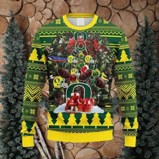 NCAA Oregon Ducks Tree Fleece 3D Sweater For Men And Women Gift Ugly Christmas