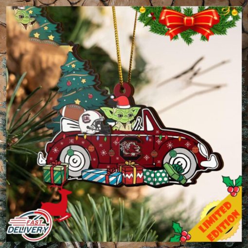 NCAA South Carolina Gamecocks And Baby Yoda Christmas Ornament 2023 Christmas Tree Decorations