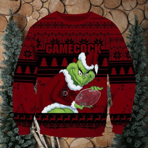 NCAA South Carolina Gamecocks Grinch AOP Ugly Christmas Sweater Christmas Gift For Men And Women