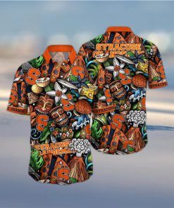 NCAA Syracuse Orange Tiki Hippie Hawaiian Shirt The Perfect Summer Vibe For FootBall Fans