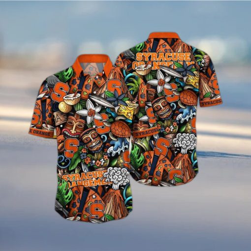 NCAA Syracuse Orange Tiki Hippie Hawaiian Shirt The Perfect Summer Vibe For FootBall Fans