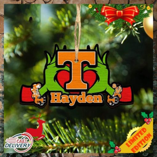 NCAA Tennessee Volunteers Grinch Christmas Ornament Personalized Your Name 2023 Christmas Tree Decorations