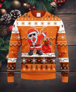 NCAA Texas Longhorns Dabbing Santa Claus Christmas Ugly 3D Sweater For Men And Women Gift Ugly Christmas