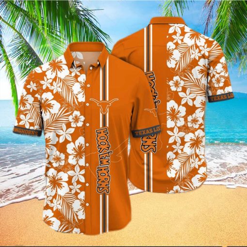 NCAA Texas Longhorns Hawaiian Shirt Aloha Shirt Flower White