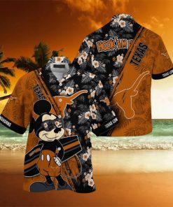 NCAA Texas Longhorns Hawaiian Shirt Mickey And Floral Pattern
