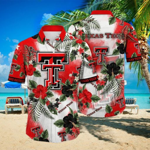 NCAA Texas Tech Red Raiders Hawaiian Shirt Hibiscus Flowers Pattern hawaiian shirt