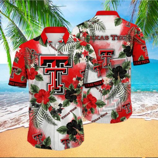 NCAA Texas Tech Red Raiders Hawaiian Shirt Hibiscus Flowers Pattern